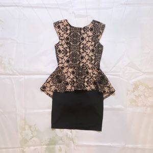 ✨ Velvet Patterned Mini Dress With Lace Back